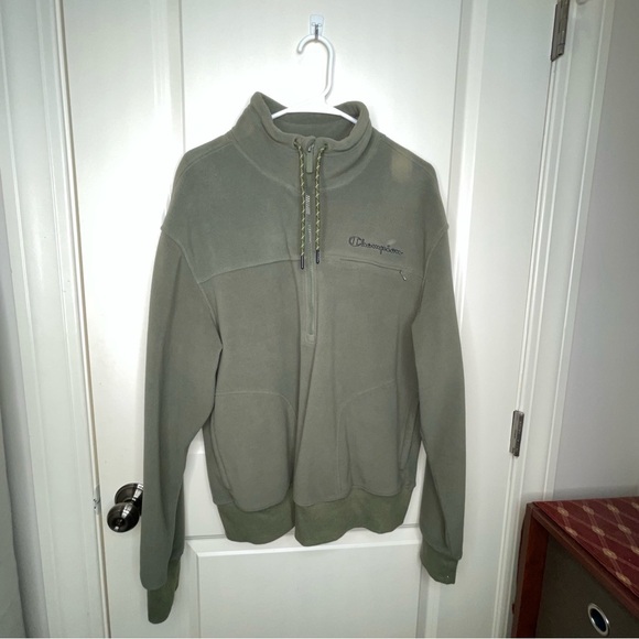 Champion Quarter Zip Pullover Sweatshirt Green - Picture 4 of 14